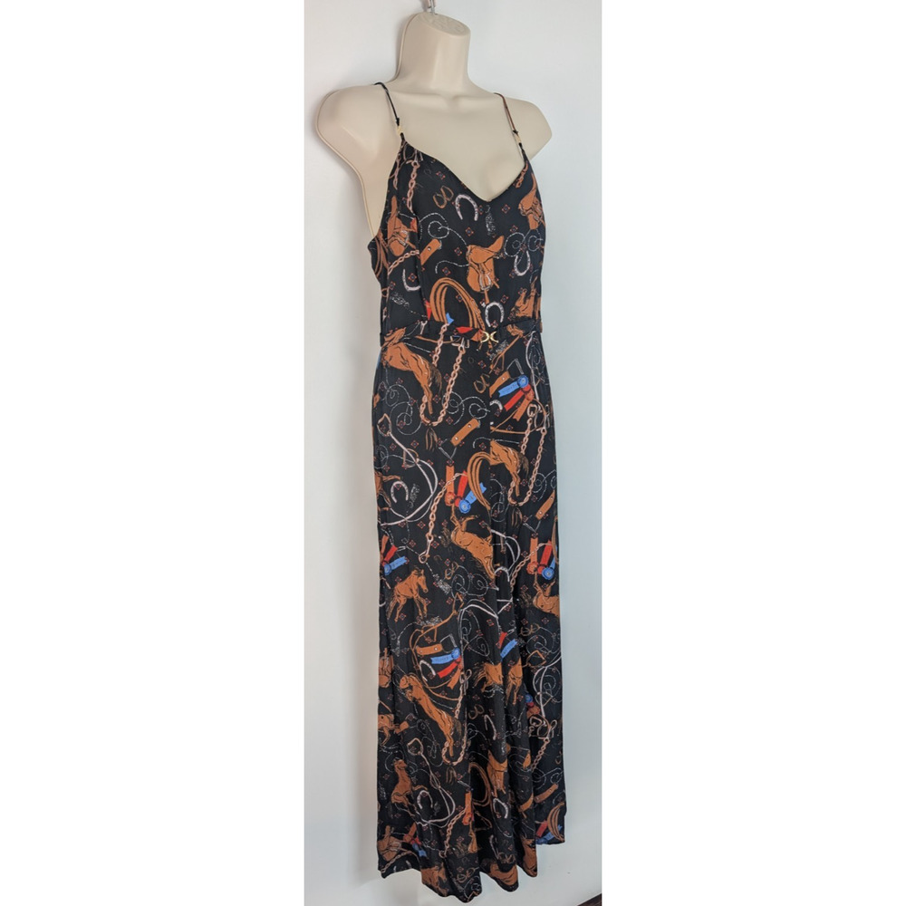 ANTHROPOLOGIE Maeve Caballos Wide-Leg Jumpsuit Sz 8 Coastal Cowgirl Equestrian